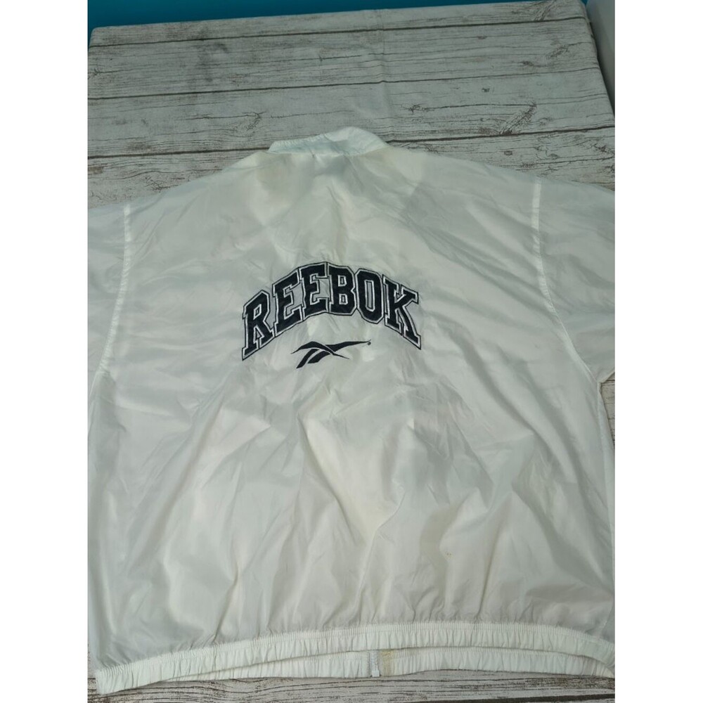 Vintage Reebok Lightweight Off White Windbreaker Big Logo Size XL